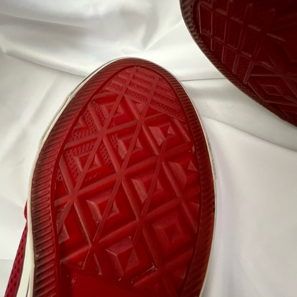 Converse Red All Star Chuck Taylor Perforated Leather Low Top Sneakers Size 10.5 - Picture 12 of 14